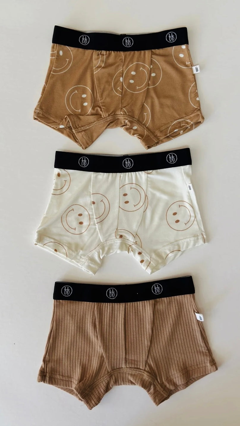 Bamboo Boxers (3 Pack) | Tan & Ivory Smile Boxers forever french baby   