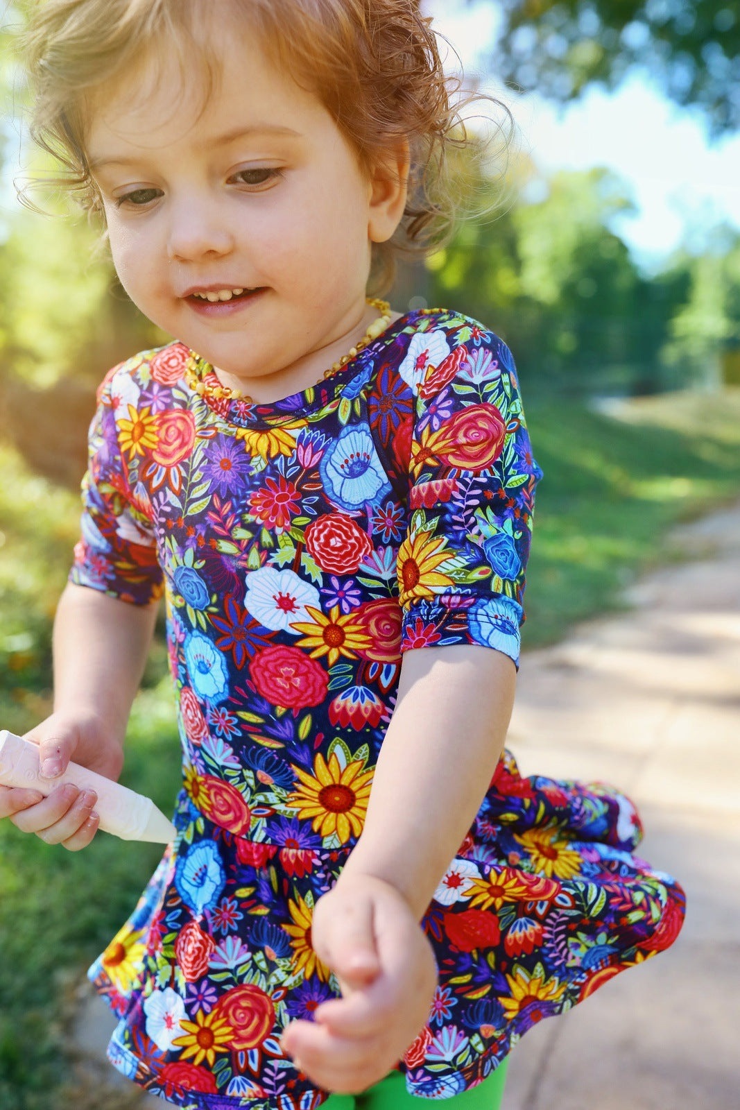 Funky Floral Short Sleeve Leotard Dress