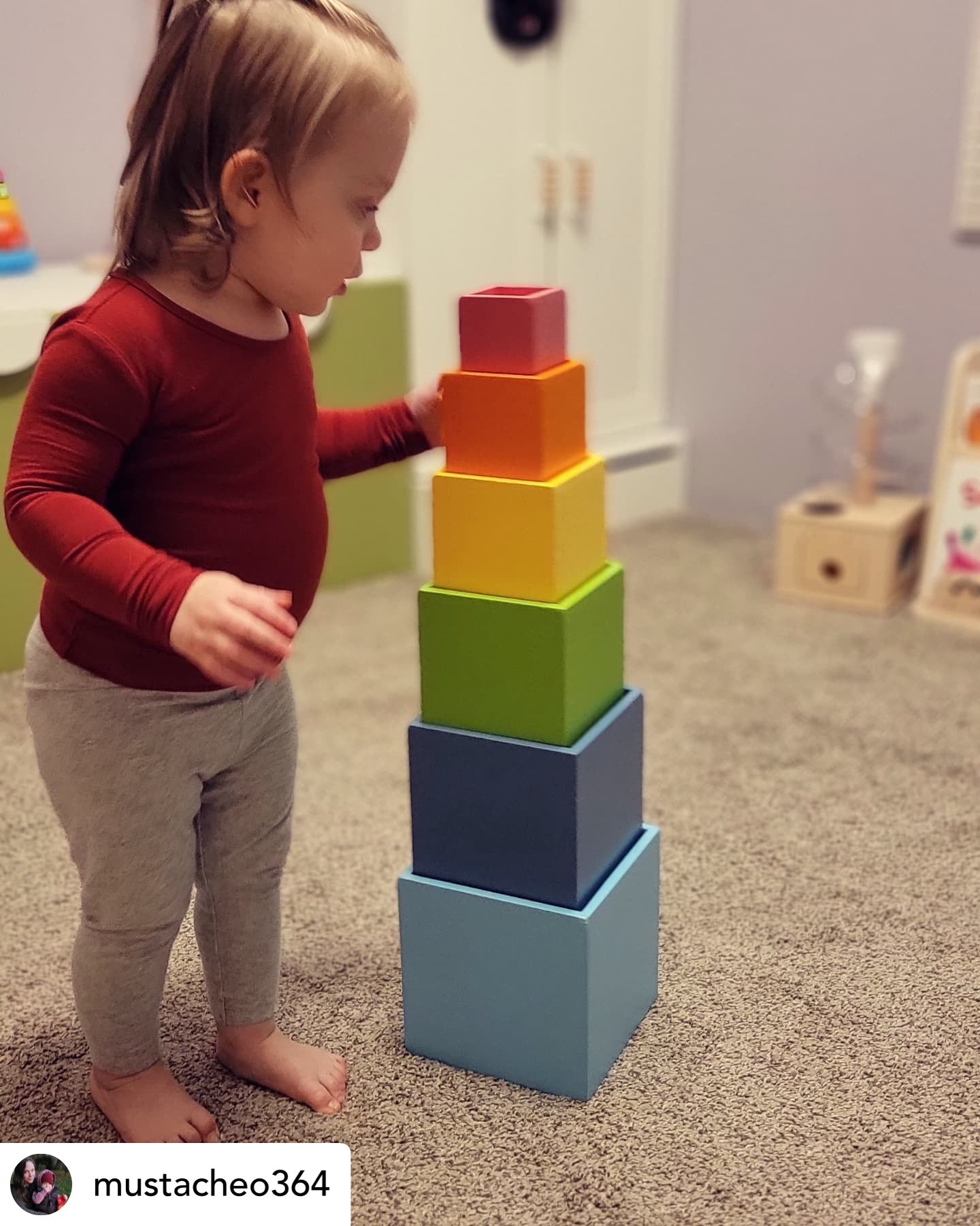 **Pre-order (Ships in 2-3 Weeks)**6-Piece Basswood Wooden Pastel Nesting Box Set | Painted & Hand-Stained Finishes | Montessori Stacking Toy