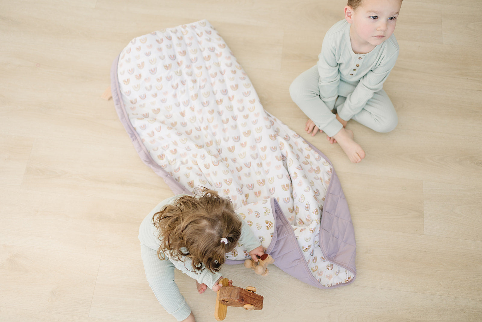 Bamboo Neutral Rainbow Toddler Blanket Toddler Blanket doodle & jack   