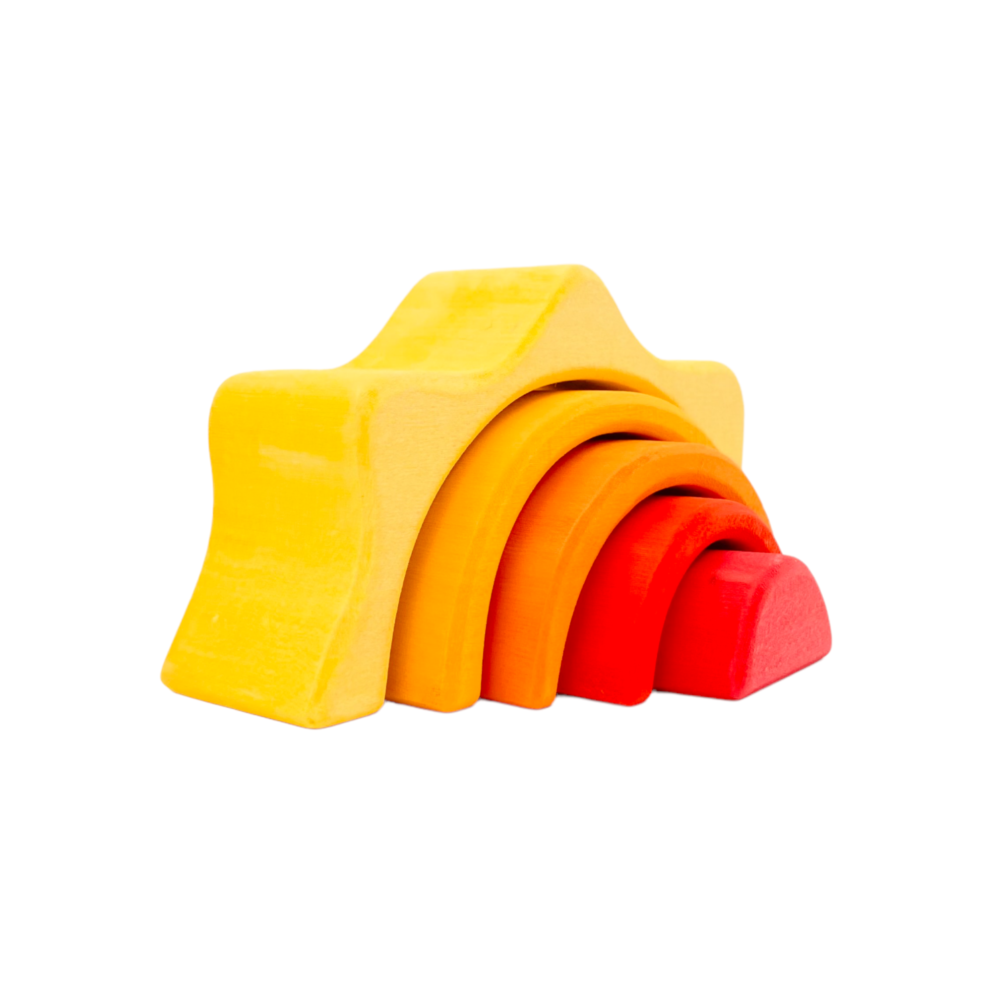 **Pre-order (Ships in 2-3 Weeks)**5-Piece Stained Mini Wooden Sun Rainbow Stacker