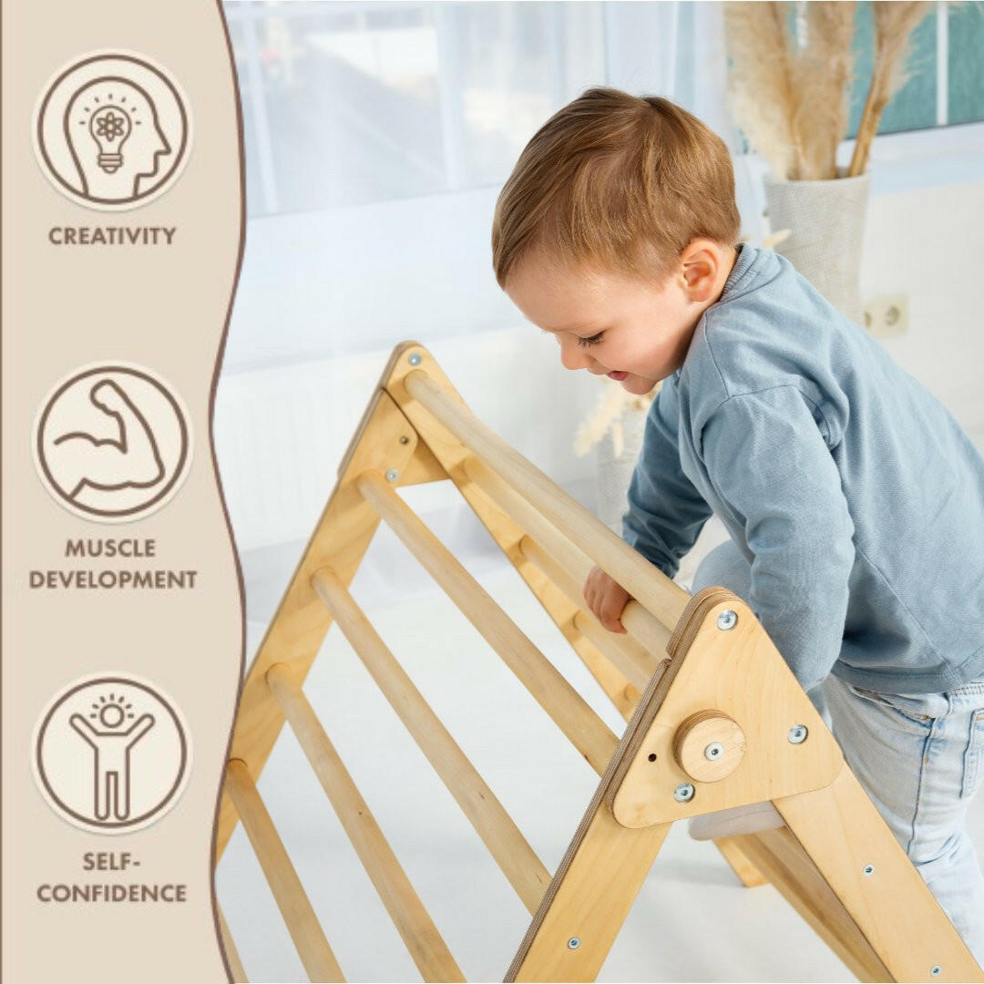 Indoor Montessori Triangle Climbing Ladder for Toddlers 1-7 y.o. Single Ladders Goodevas   