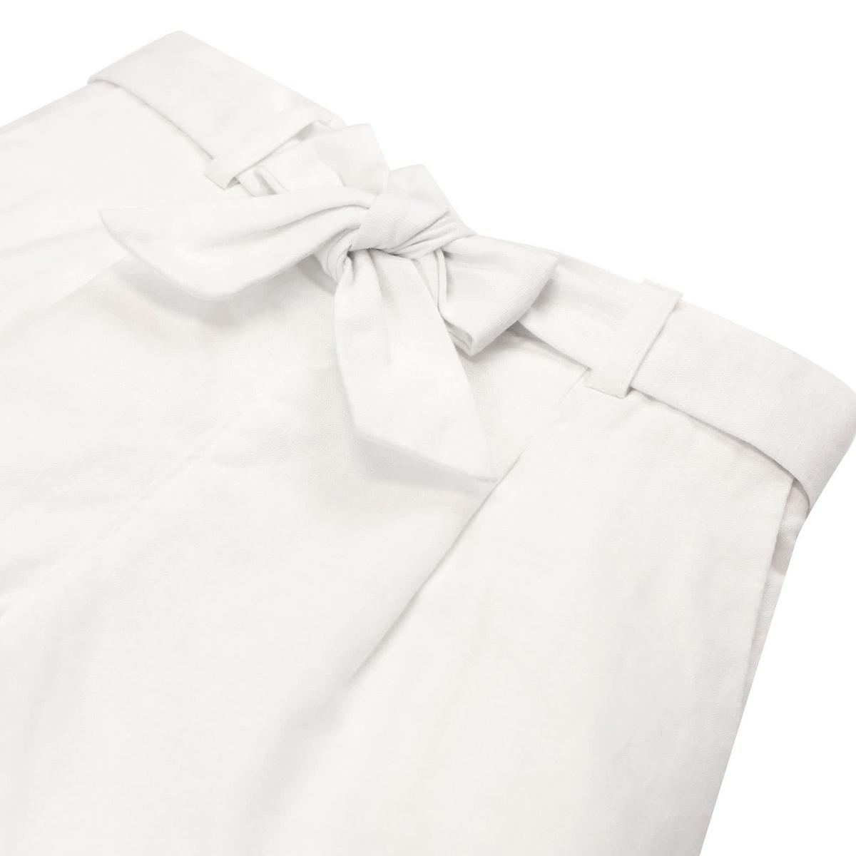 Baby Linen Pull-On Paperbag Shorts - White Linen