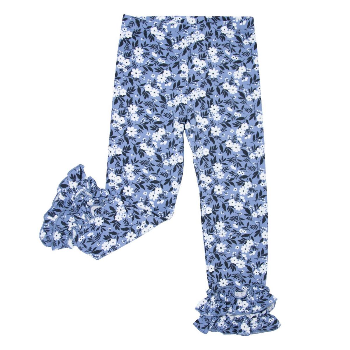 Ruffle Bottom Legging - Vintage Floral Blue