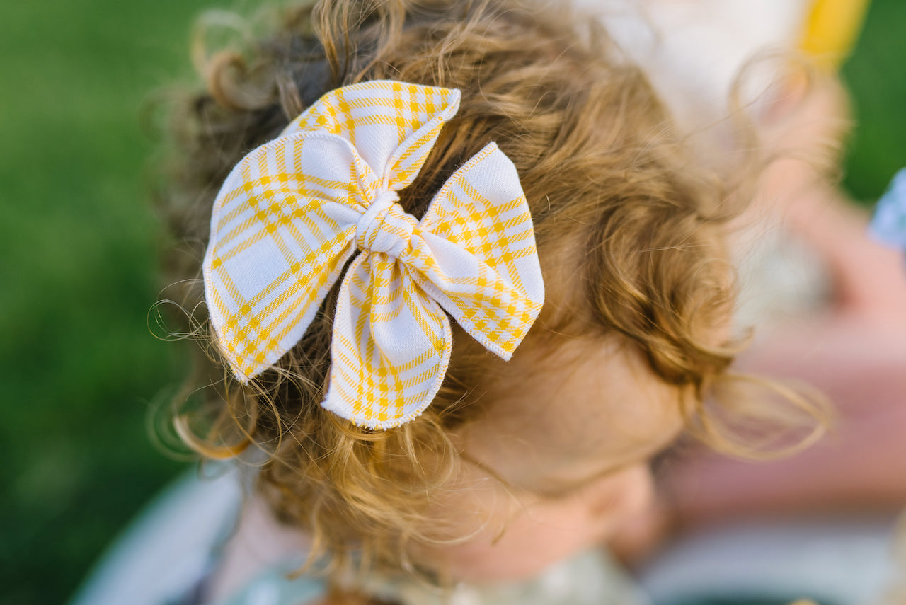 Sunflower Plaid | Petite Party Bow