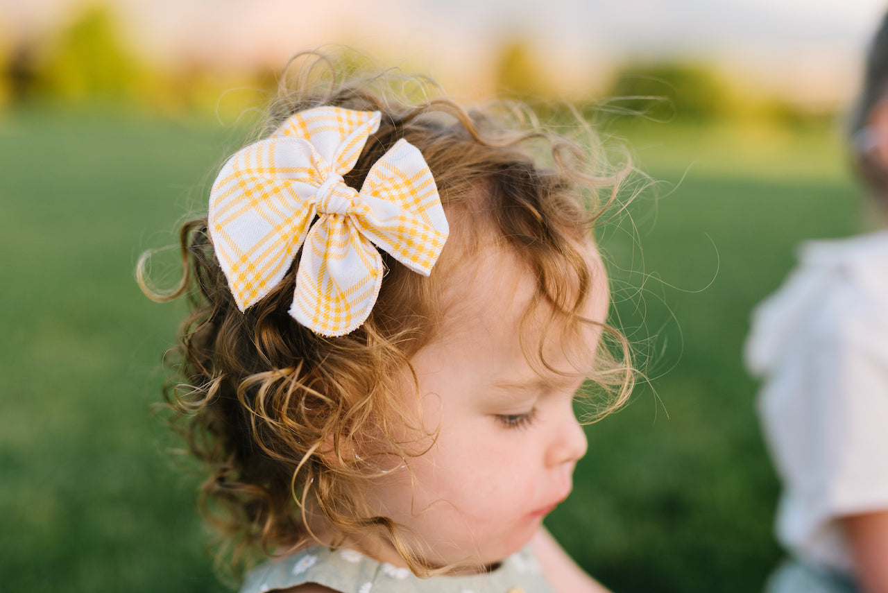 Sunflower Plaid | Petite Party Bow