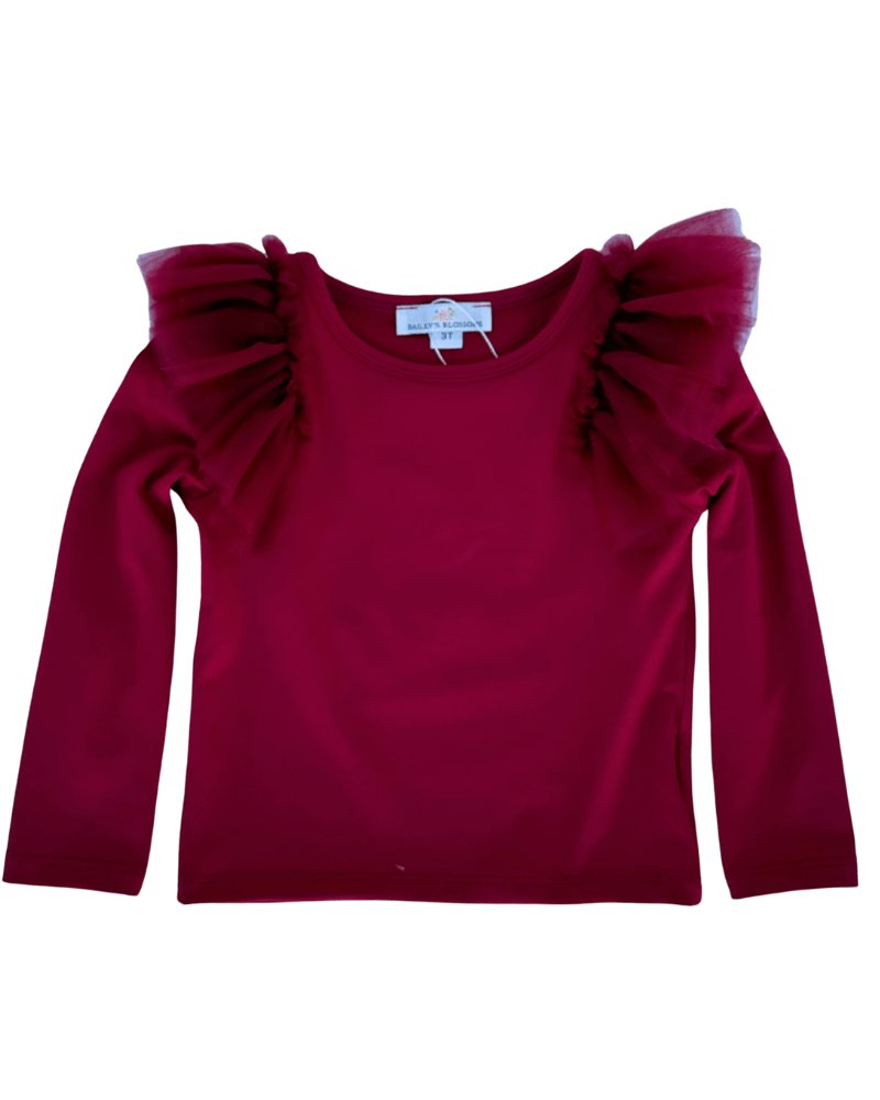June Ruffle Shoulder Leotard/Top - Cranberry