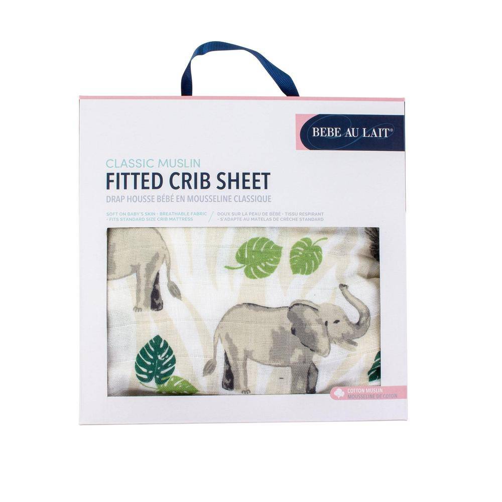 Jungle Classic Muslin Crib Sheet Crib Sheet Bebe au Lait   