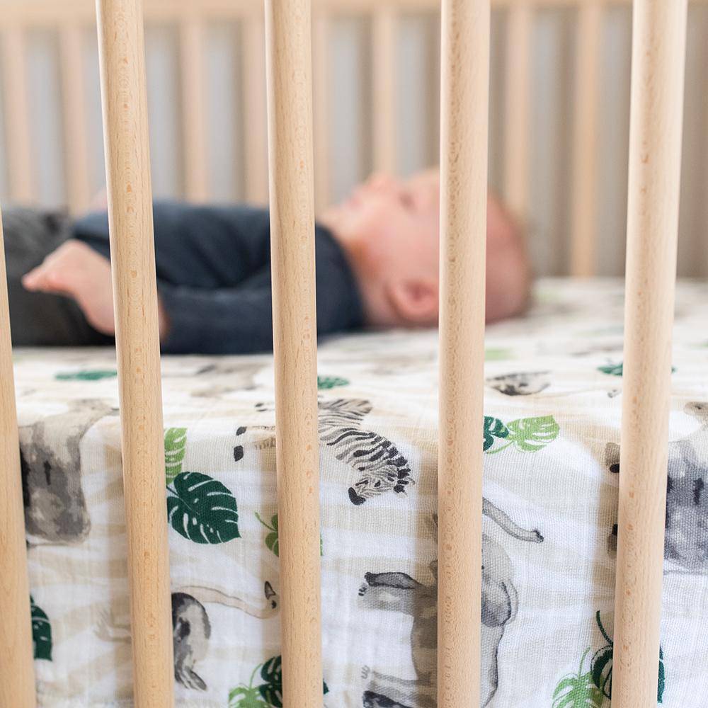 Jungle Classic Muslin Crib Sheet Crib Sheet Bebe au Lait   