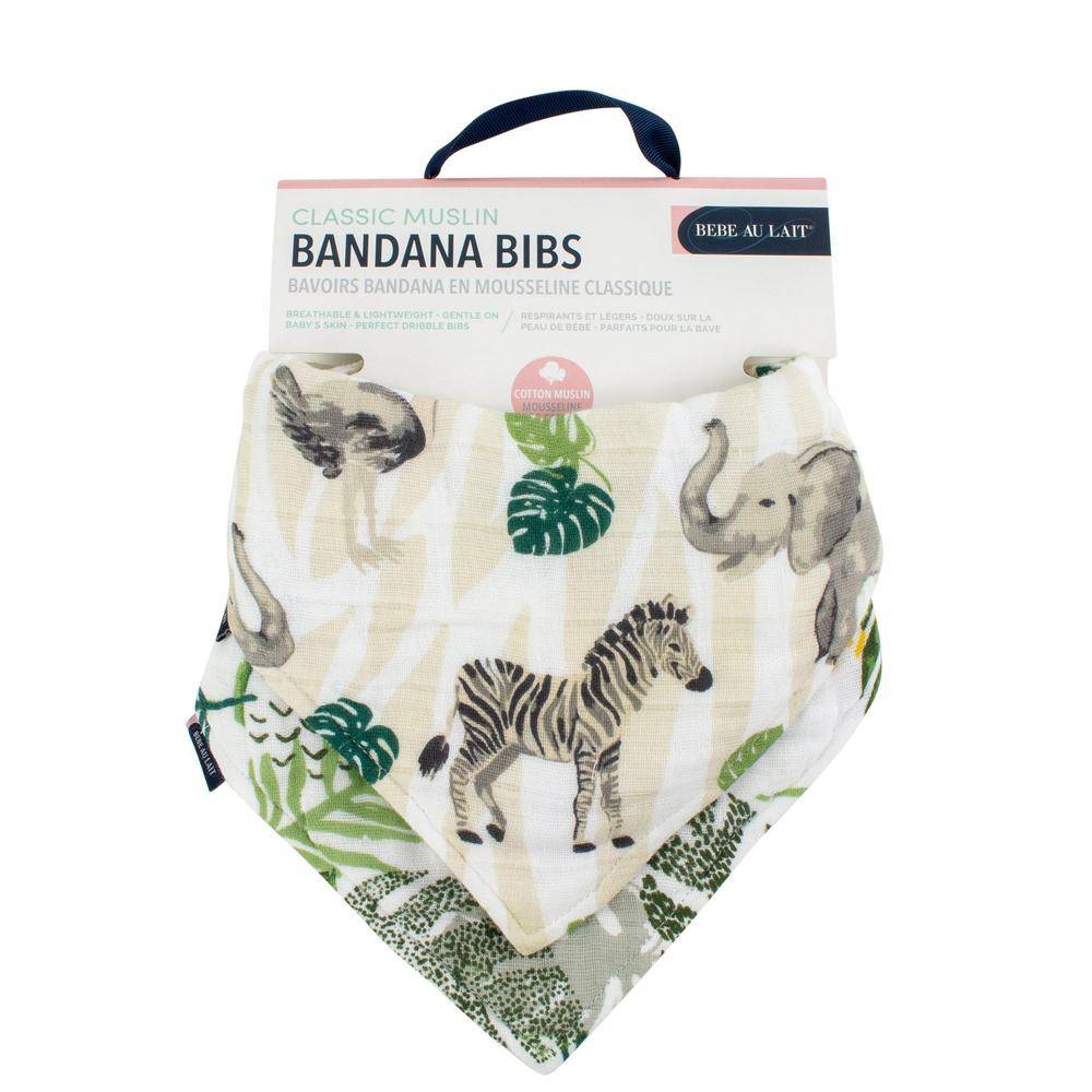 Jungle + Rainforest Classic Muslin Bandana Bib Set Bib Bebe au Lait   