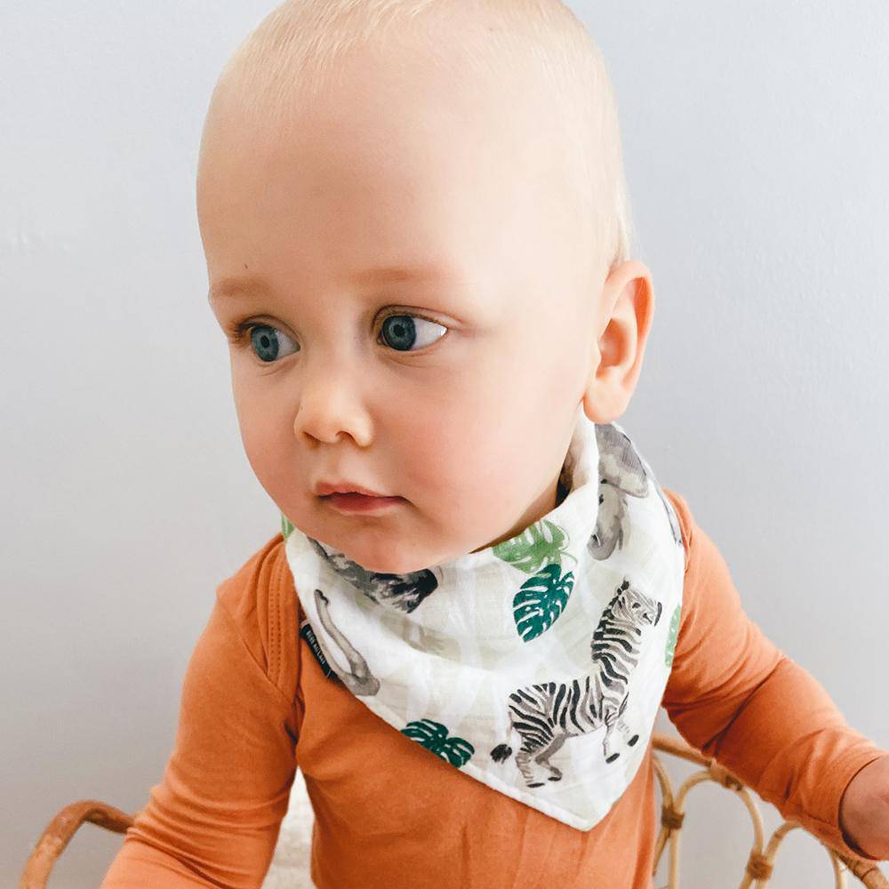 Jungle + Rainforest Classic Muslin Bandana Bib Set Bib Bebe au Lait   