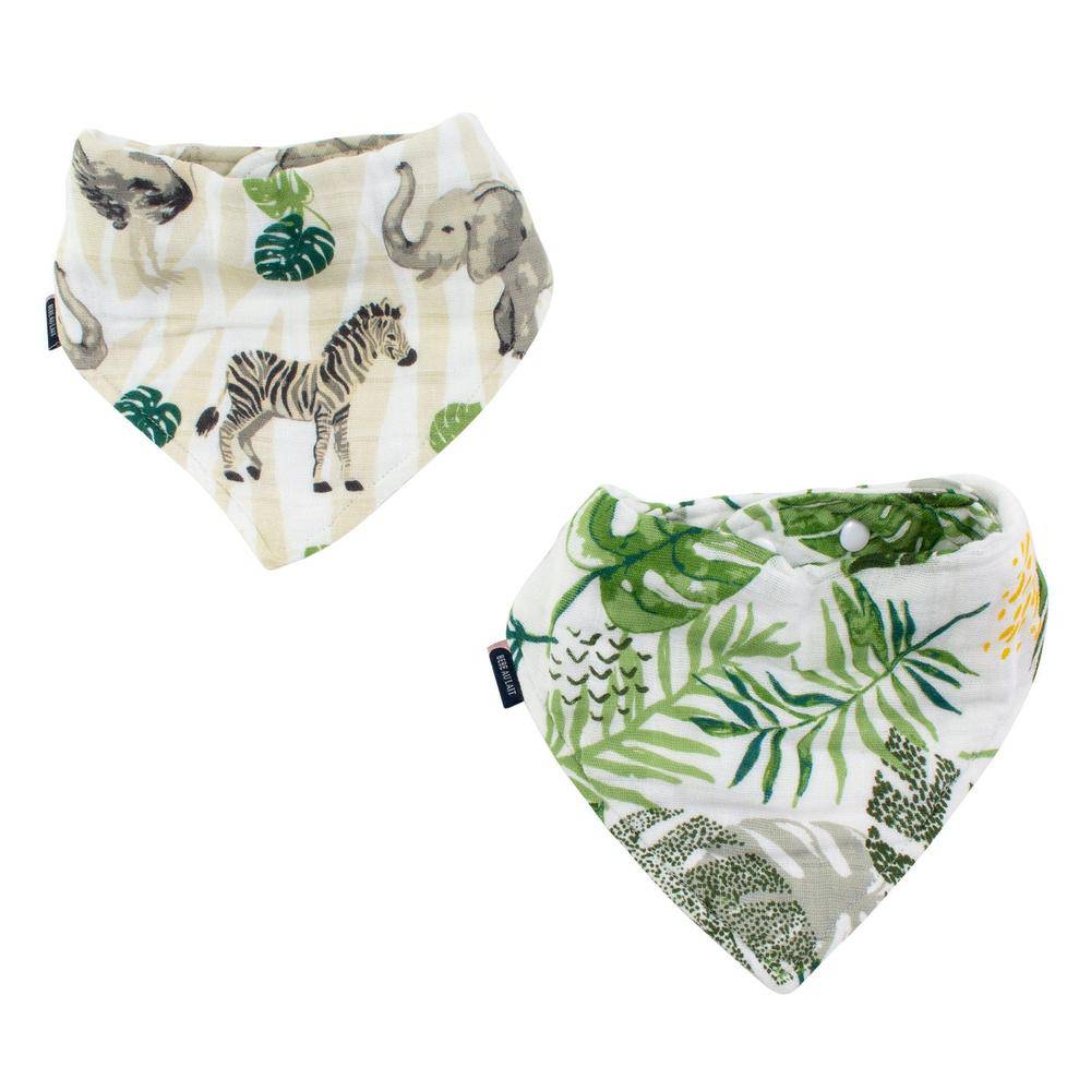 Jungle + Rainforest Classic Muslin Bandana Bib Set Bib Bebe au Lait   