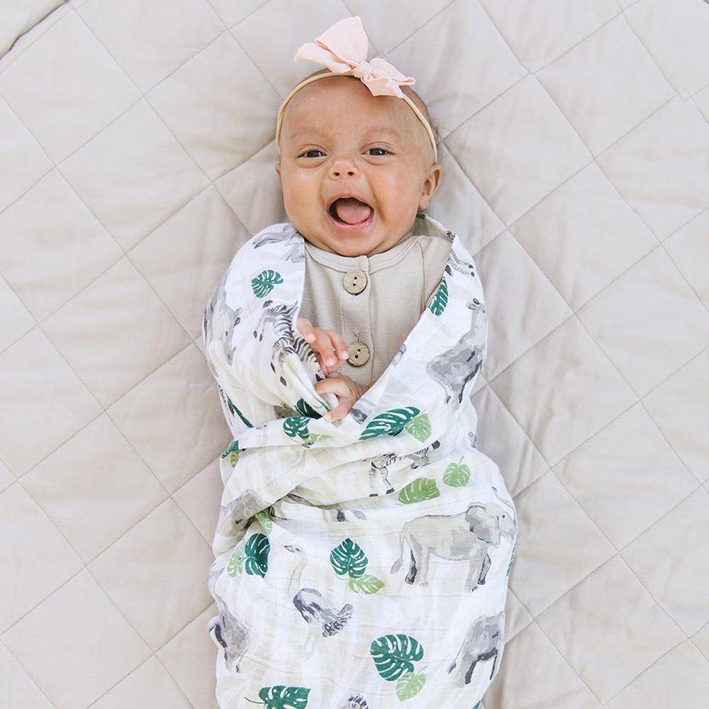 Muslin Swaddle Blanket Set Premium Cotton Jungle + Rainforest Swaddle Blanket Bebe au Lait   