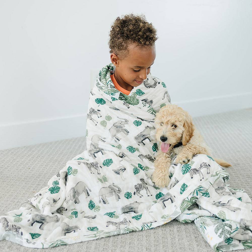 Jungle + Rainforest Classic Muslin Super Snuggle Blanket Super Snuggle Blanket Bebe au Lait   