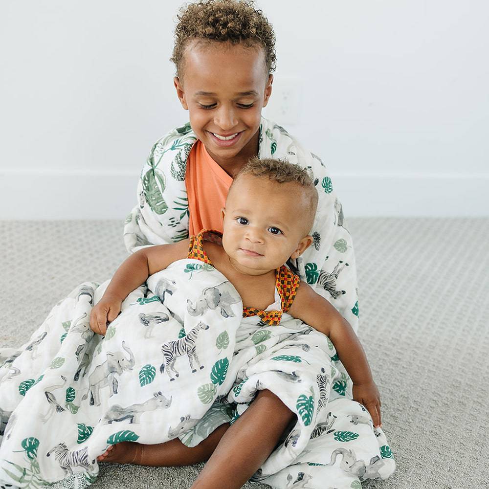 Jungle + Rainforest Classic Muslin Super Snuggle Blanket Super Snuggle Blanket Bebe au Lait   