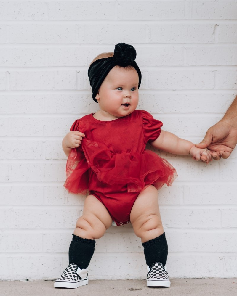 Kami Puff Sleeve Tutu Romper - Wine