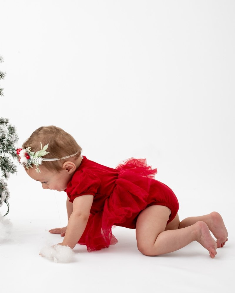 Kami Puff Sleeve Tutu Romper - Wine