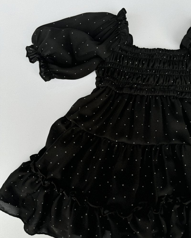 Katherine Dress - Black with White Dots