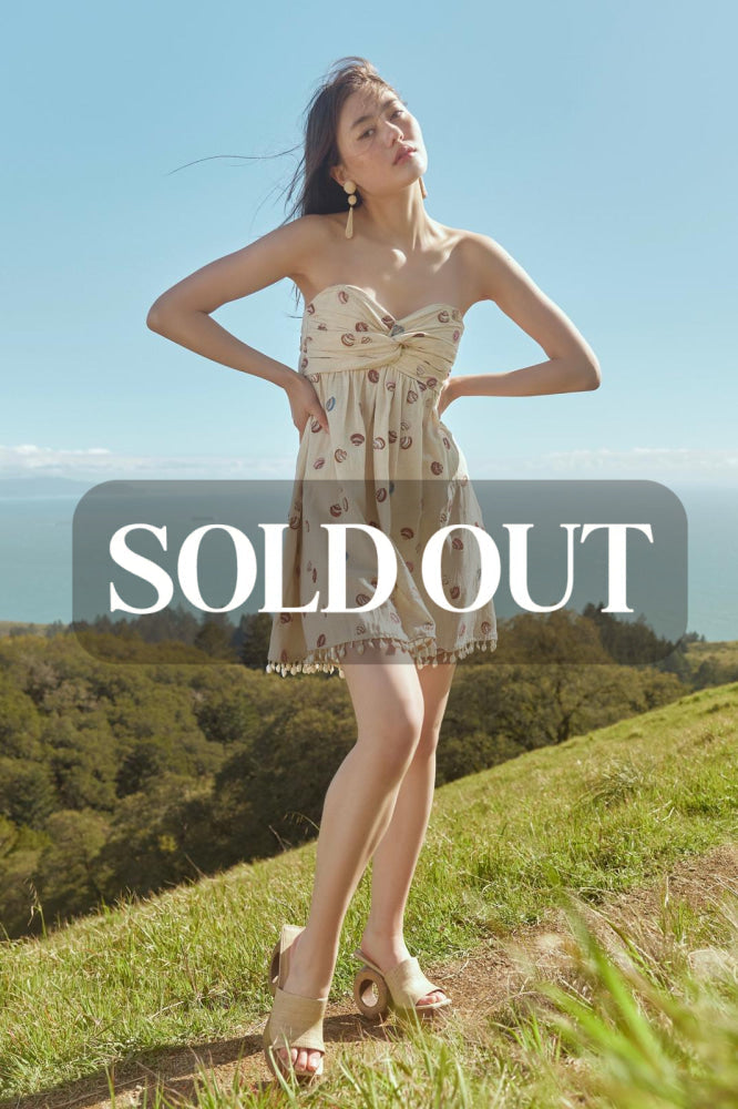 Katty Beaded Embroidered Mini Dress With Puka Fringe - Light Sand/Beaded Embroidered Shells With Puka Beaded Fringe - FINAL SALE