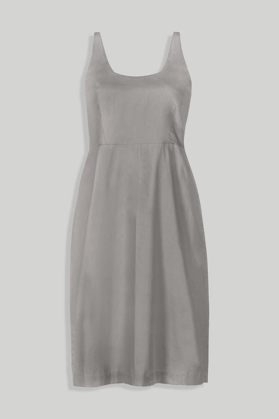 Fitted Knee Length Dress - Poplin Ecru