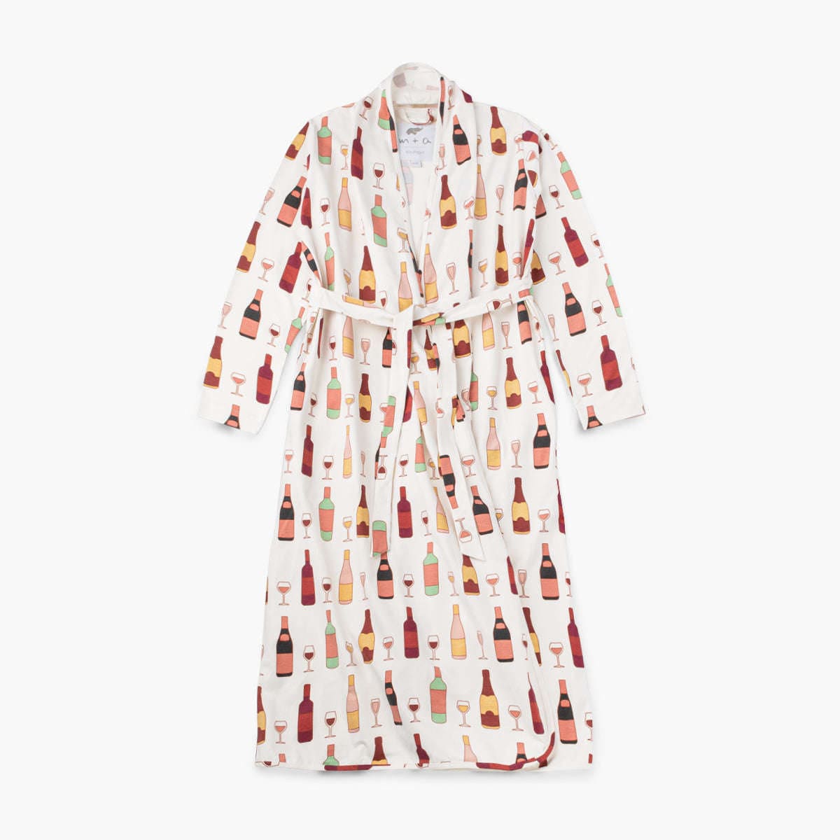 Printed Organic Lounge Robe - Wine Night