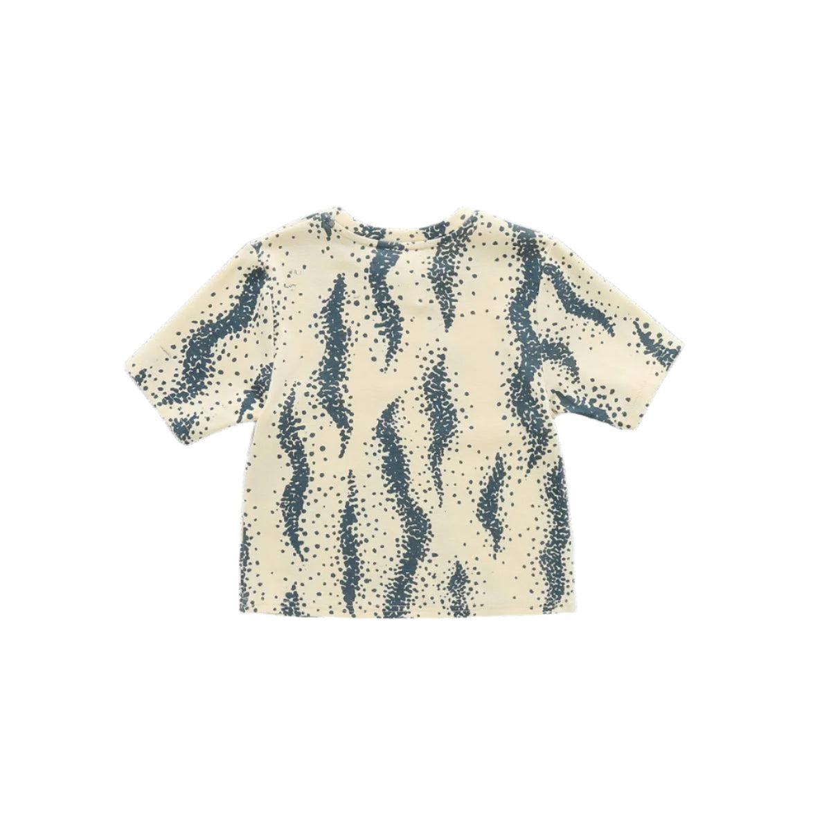 Boxy T-Shirt with All Over Print - Cream