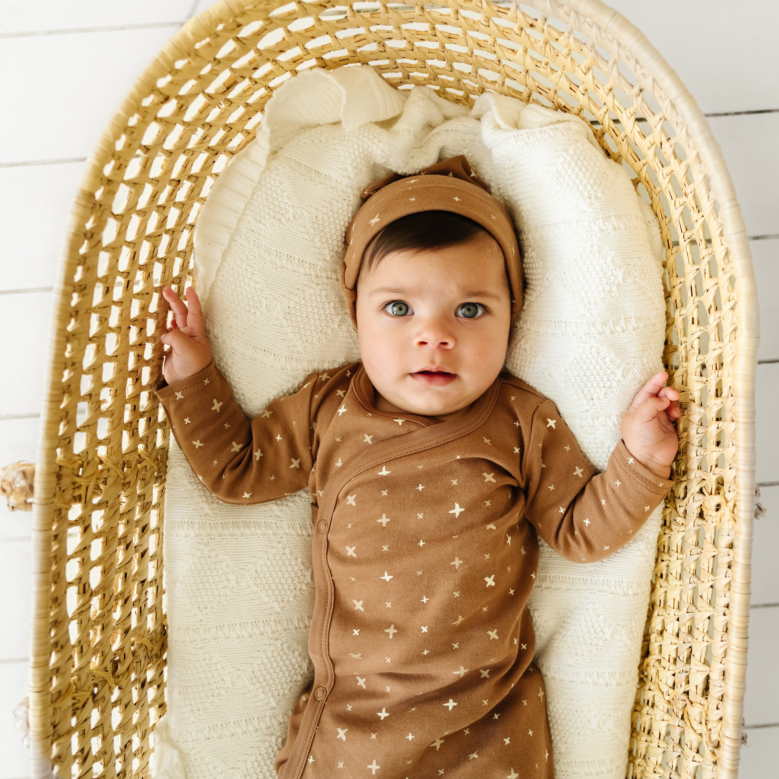 Organic Baby Sleep Gown Knotted - Sparkle Kimono Knotted Gown Makemake Organics   