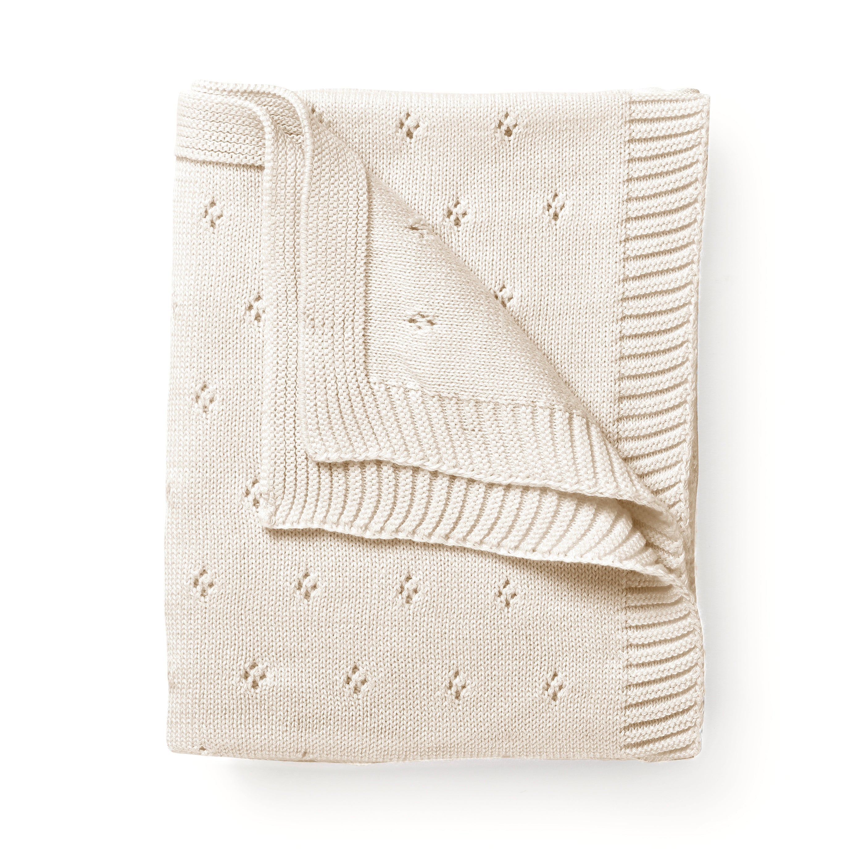 Organic Baby Blanket Pointelle - Vanilla Natural Pointelle Baby Blanket Makemake Organics   