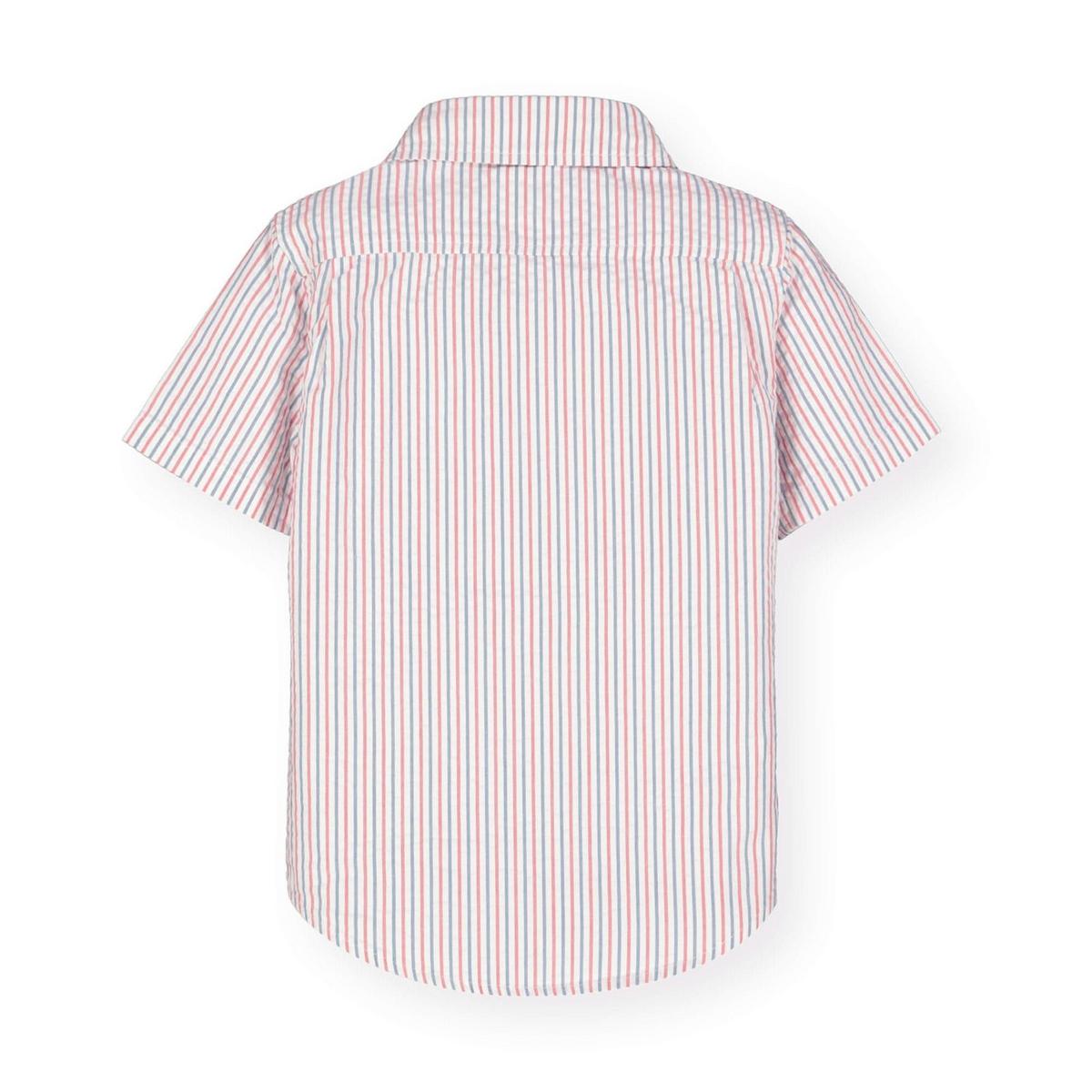 Seersucker Short Sleeve Button Down Shirt - Red and Blue Seersucker