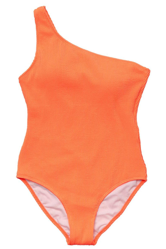 Ladies One Shoulder Swimsuit - Tangerine