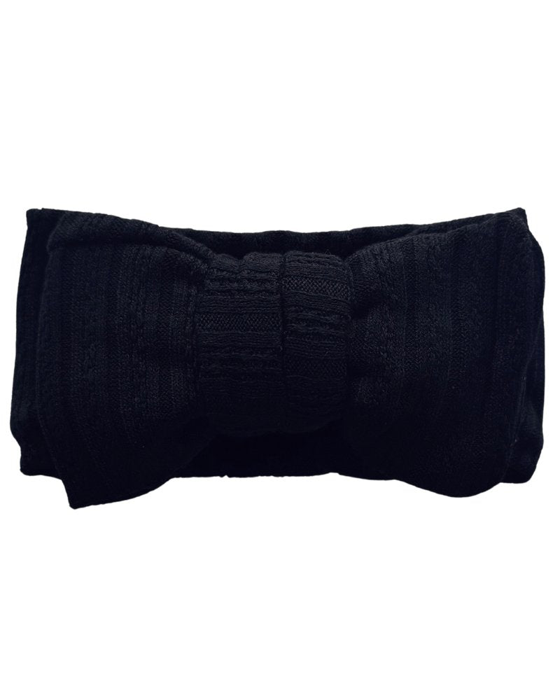 Large Knit Bow Headband - Black