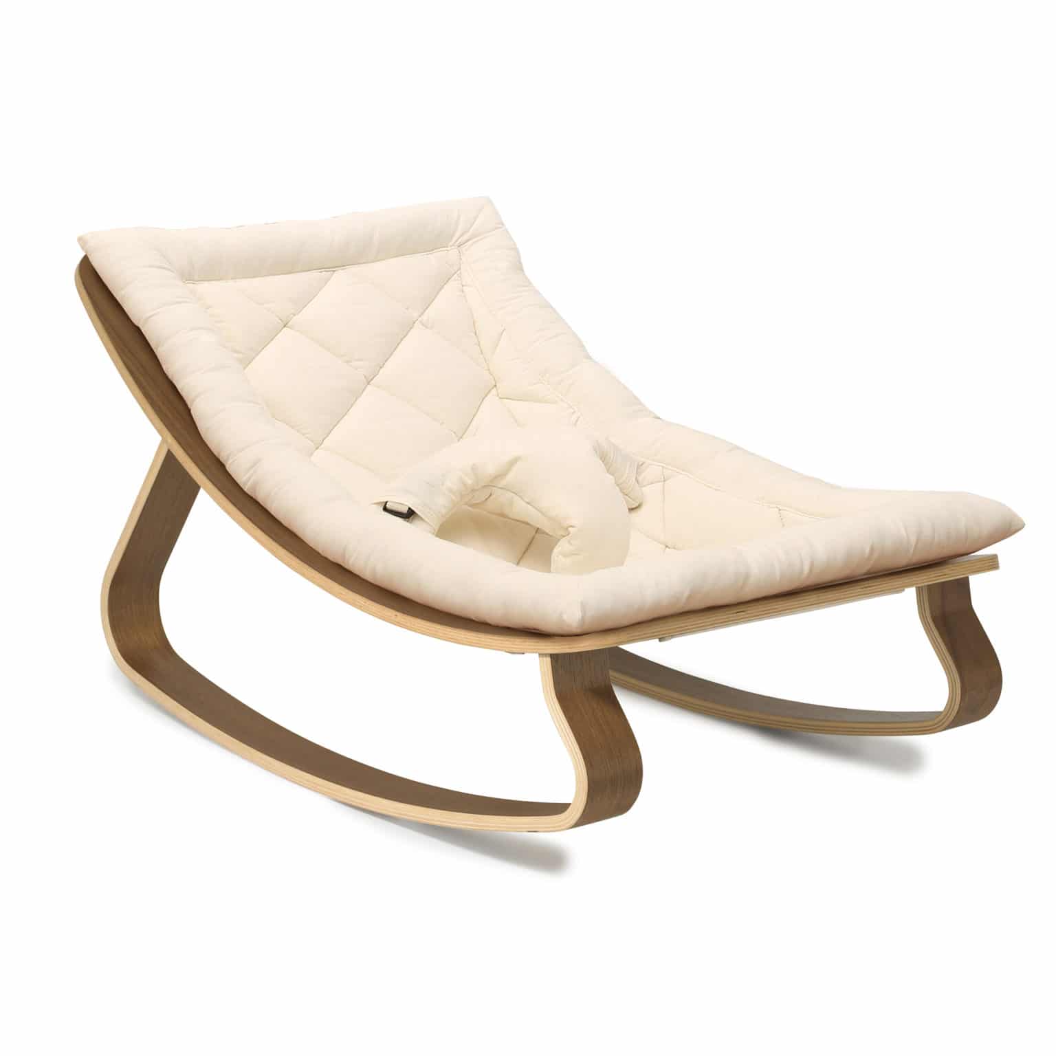 LEVO Walnut Wood Baby Rocker Nursery Furniture Charlie Crane Organic White  