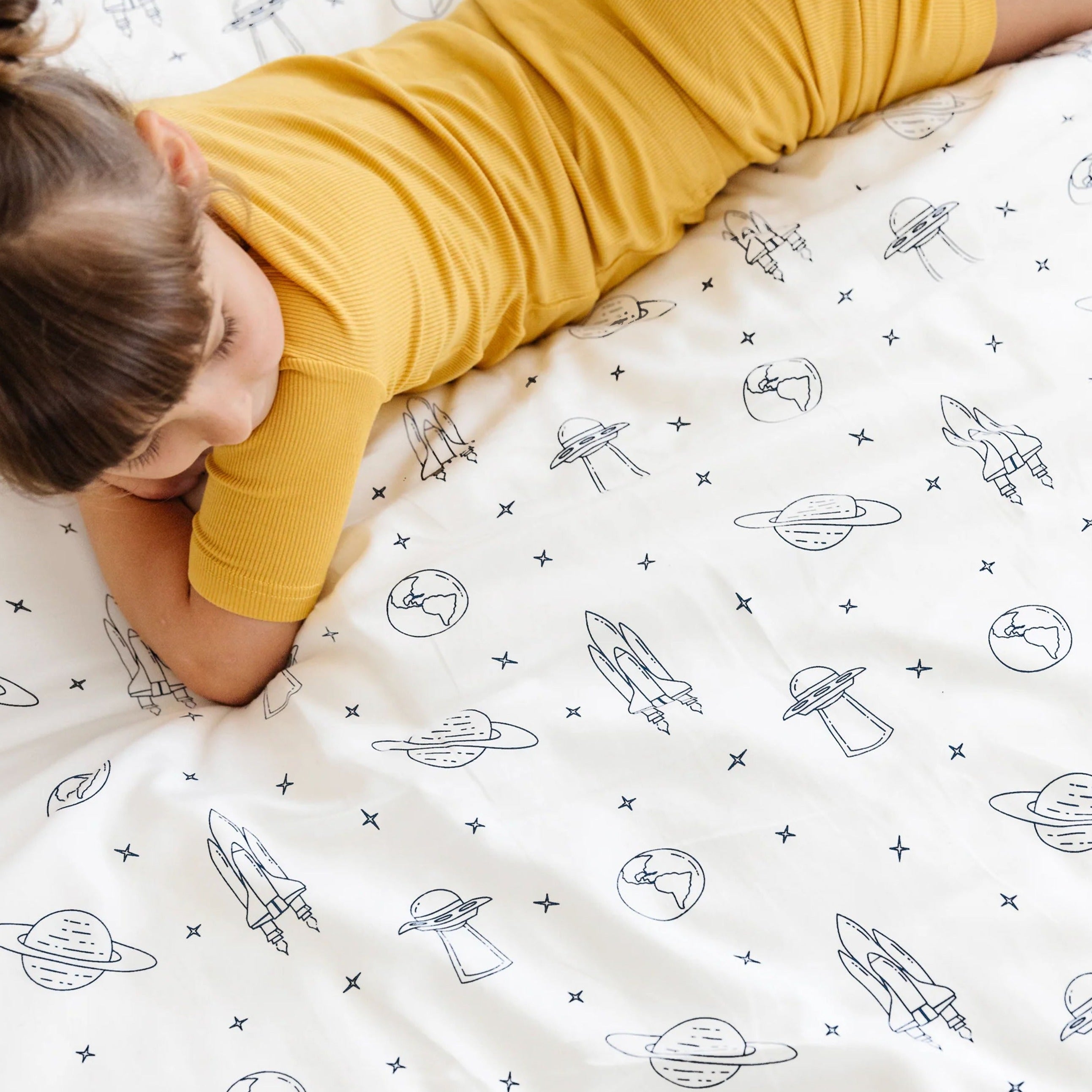 Organic Kids Fitted Sheet - Celestial Fitted Sheet Set Makemake Organics   