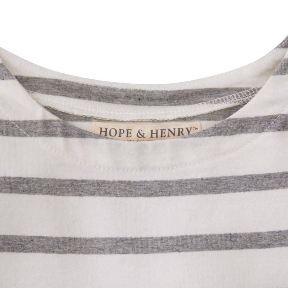 Lightweight Blocked Organic Skater Dress - Gray Stripe with Chambray