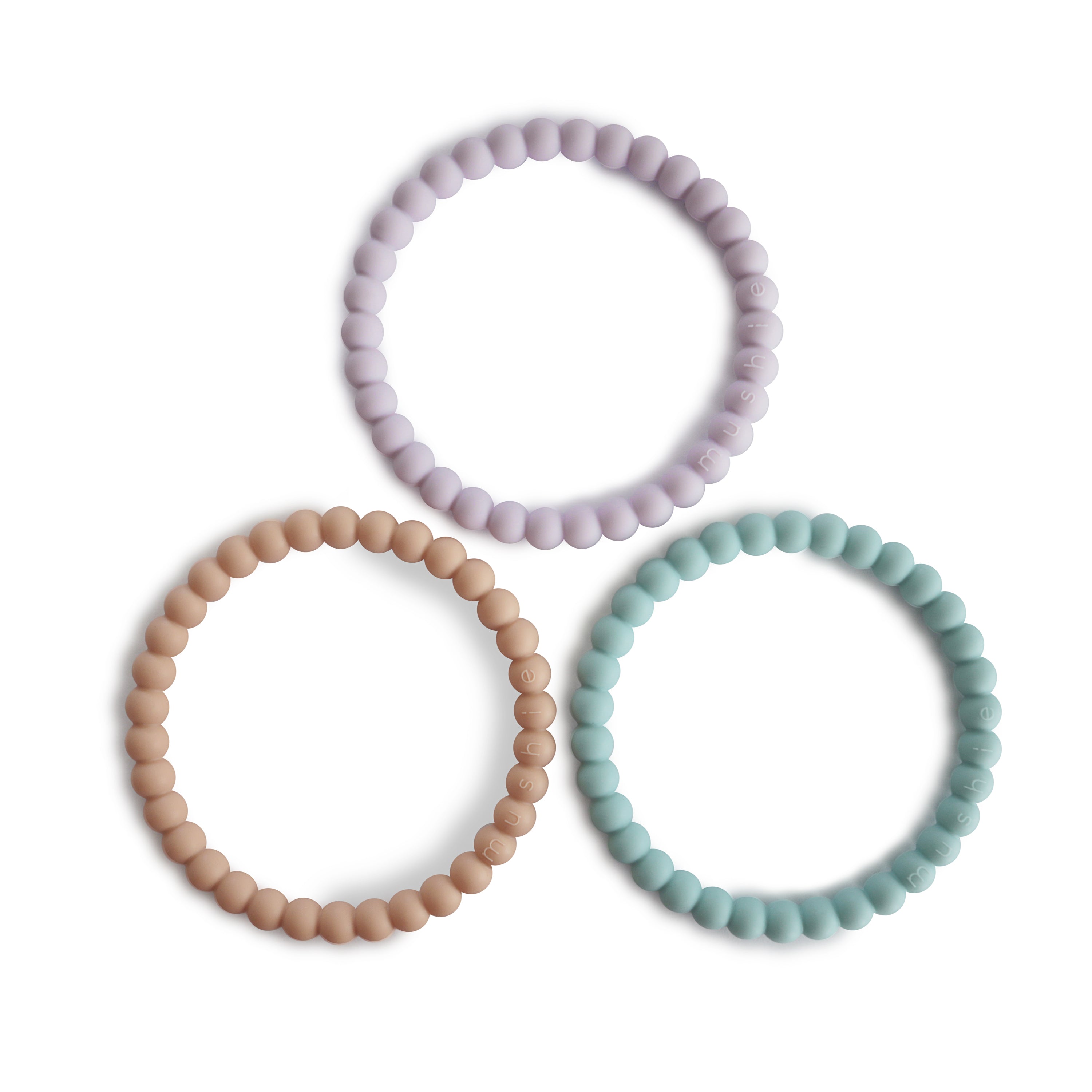 Pearl Teether Bracelet Pacifiers & Teethers Mushie Lilac/Cyan/Soft Peach  