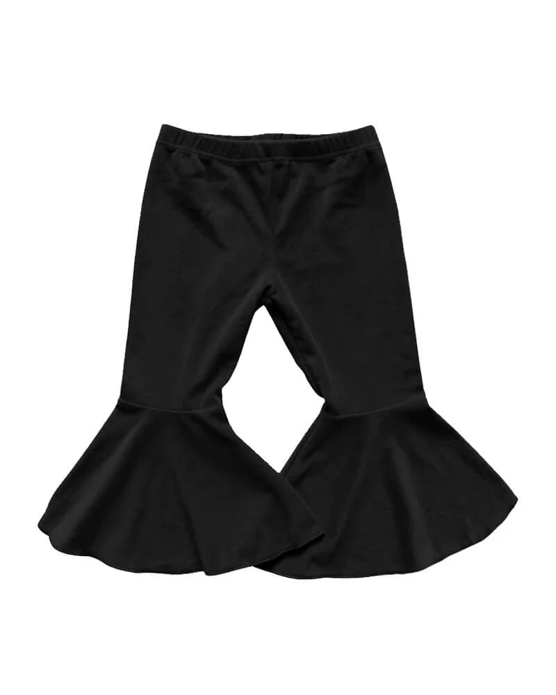 Lina Pleated Velour Bell Bottoms - Black