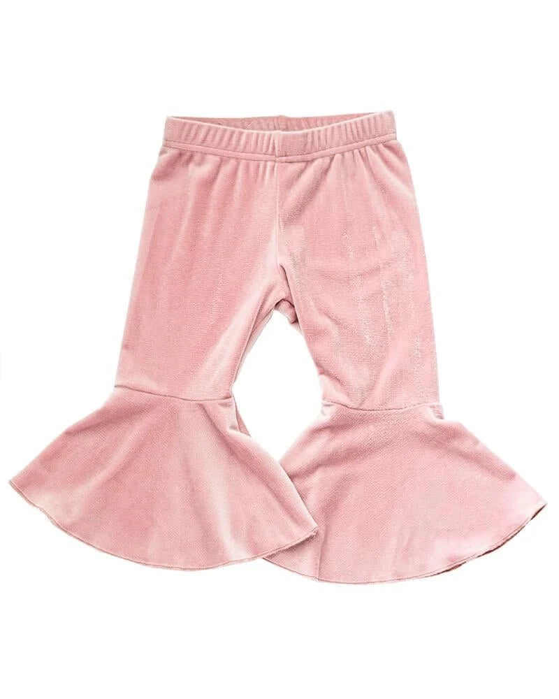 Lina Pleated Velour Bell Bottoms - Lollipop Pink