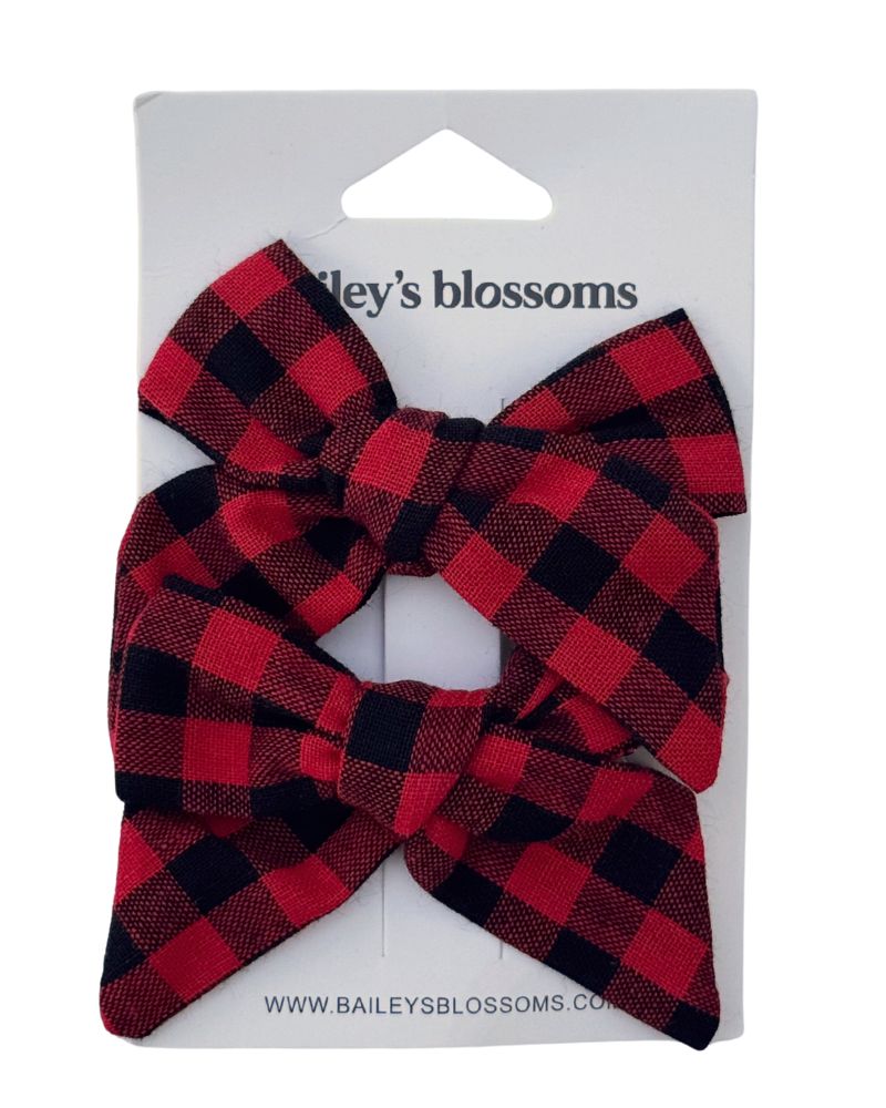 Linen Cotton Piggie Set - Red and Black Gingham