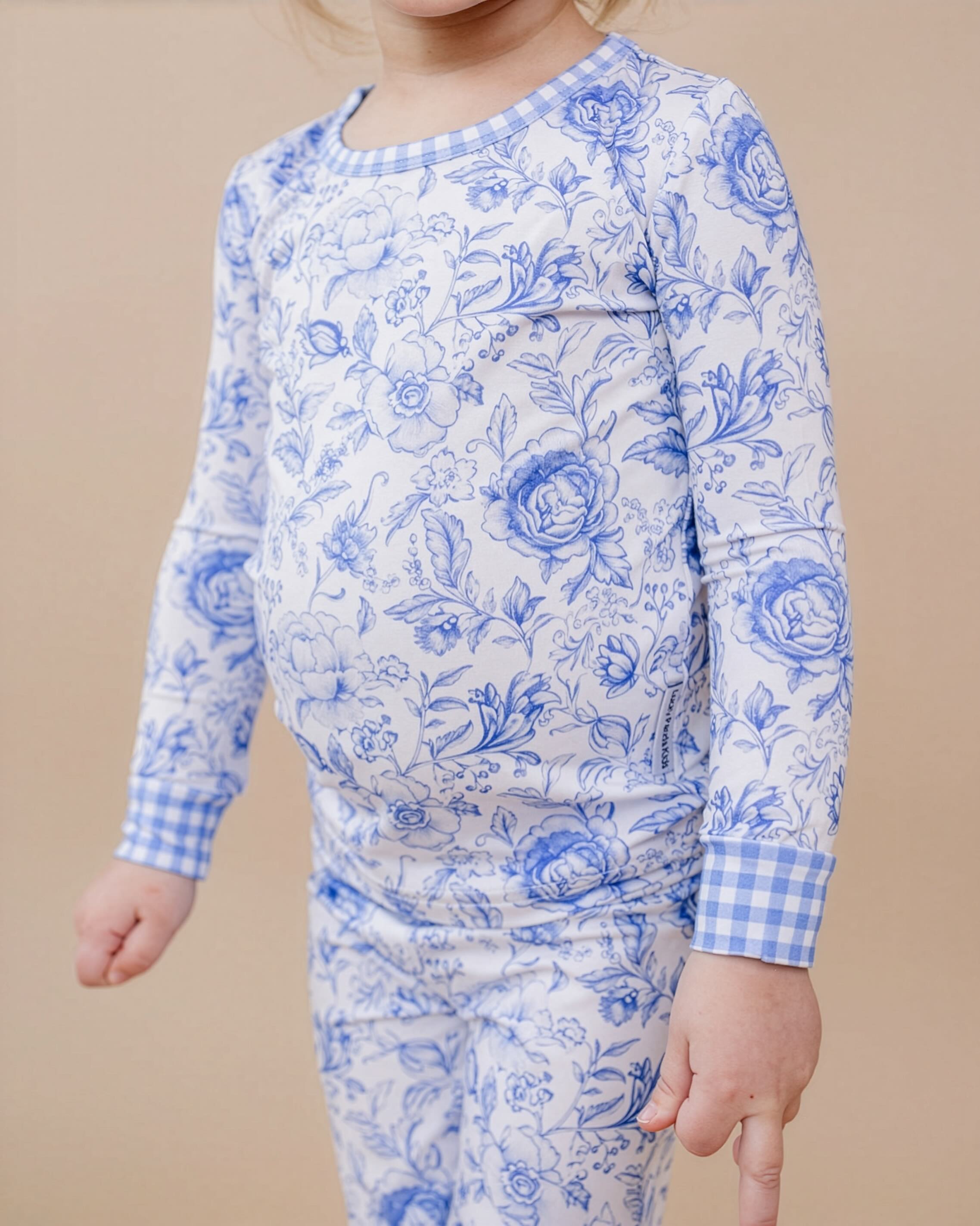 Bamboo Two Piece Set | Blue Flowers