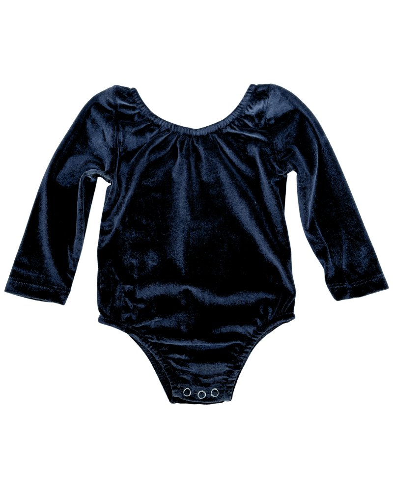 Livee Long Sleeve Velour Leotard - Black