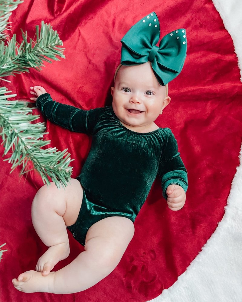 Livee Long Sleeve Velour Leotard - Frosted Forest Green