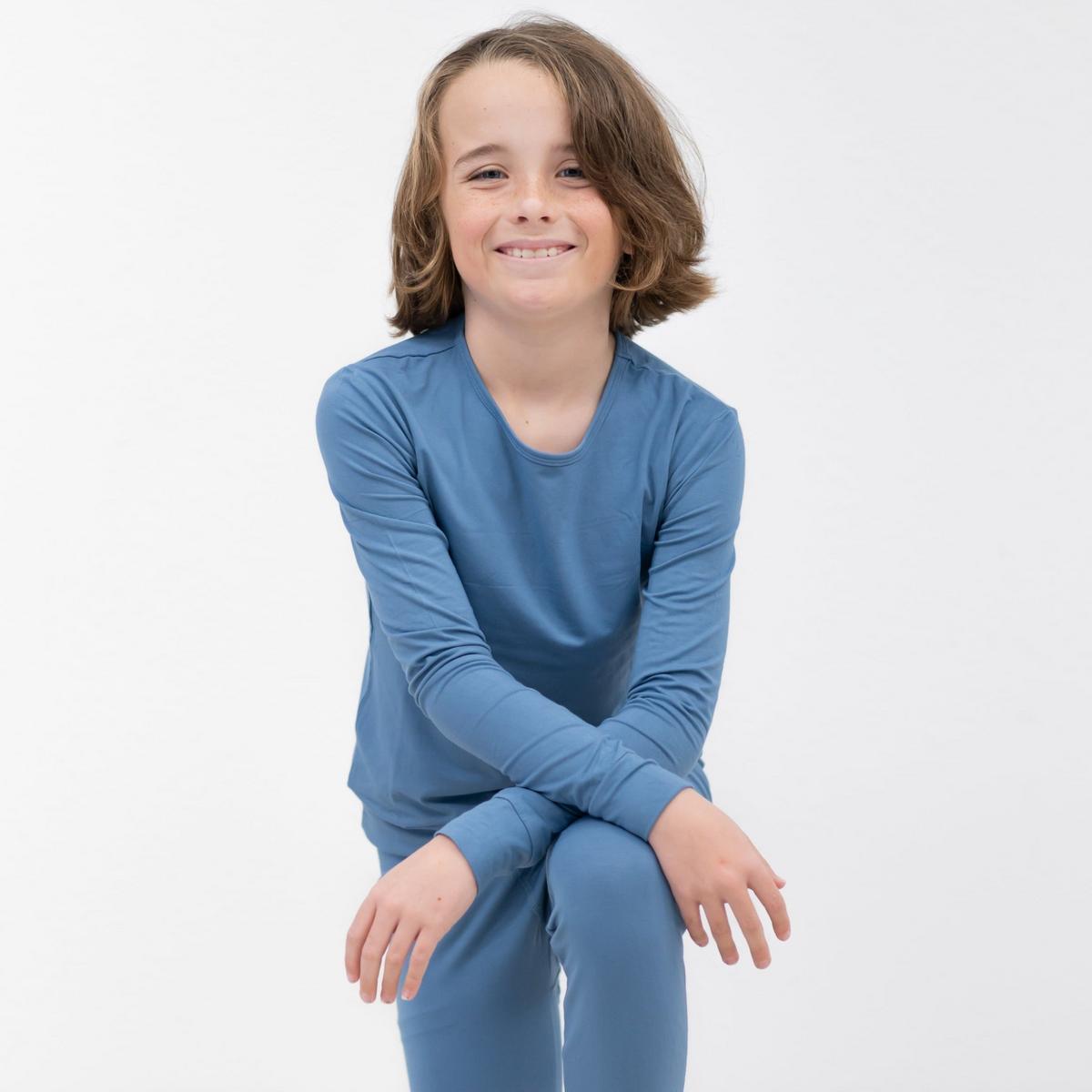 Big Kid Pajama - Denim Blue Ribbed
