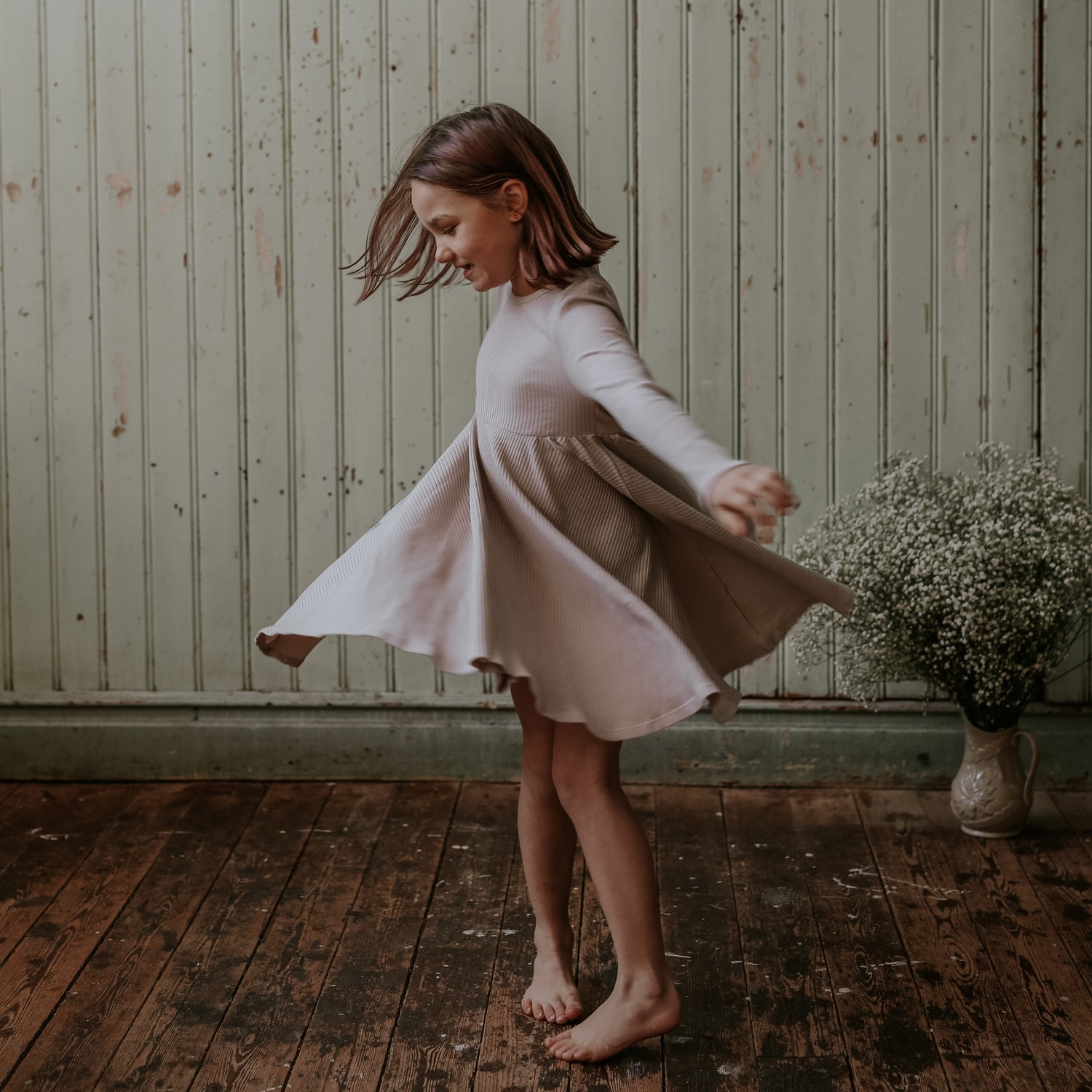 The Long Sleeve Dress - Mauve Long Sleeve Dress Lovely Littles   