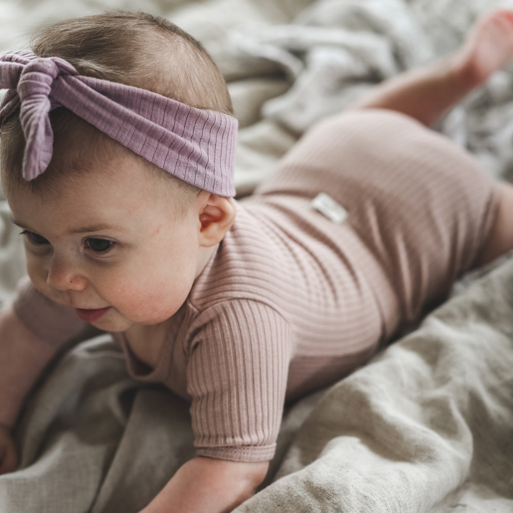 The Short Sleeve Onesie - Mauve Short Sleeve Onesie Lovely Littles   