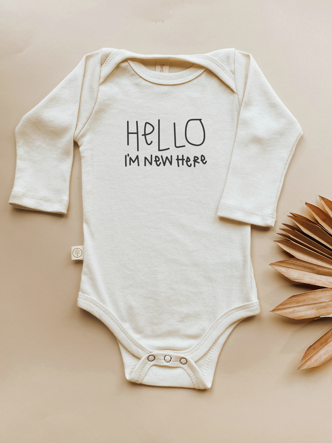 Hello Im New Here - Long Sleeve Organic Baby Bodysuit