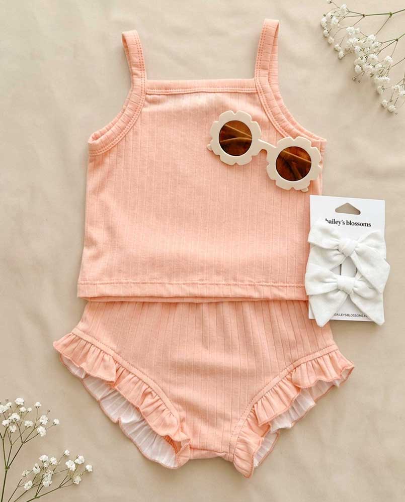 Luna Top & Bloomer Set - Apricot Sand