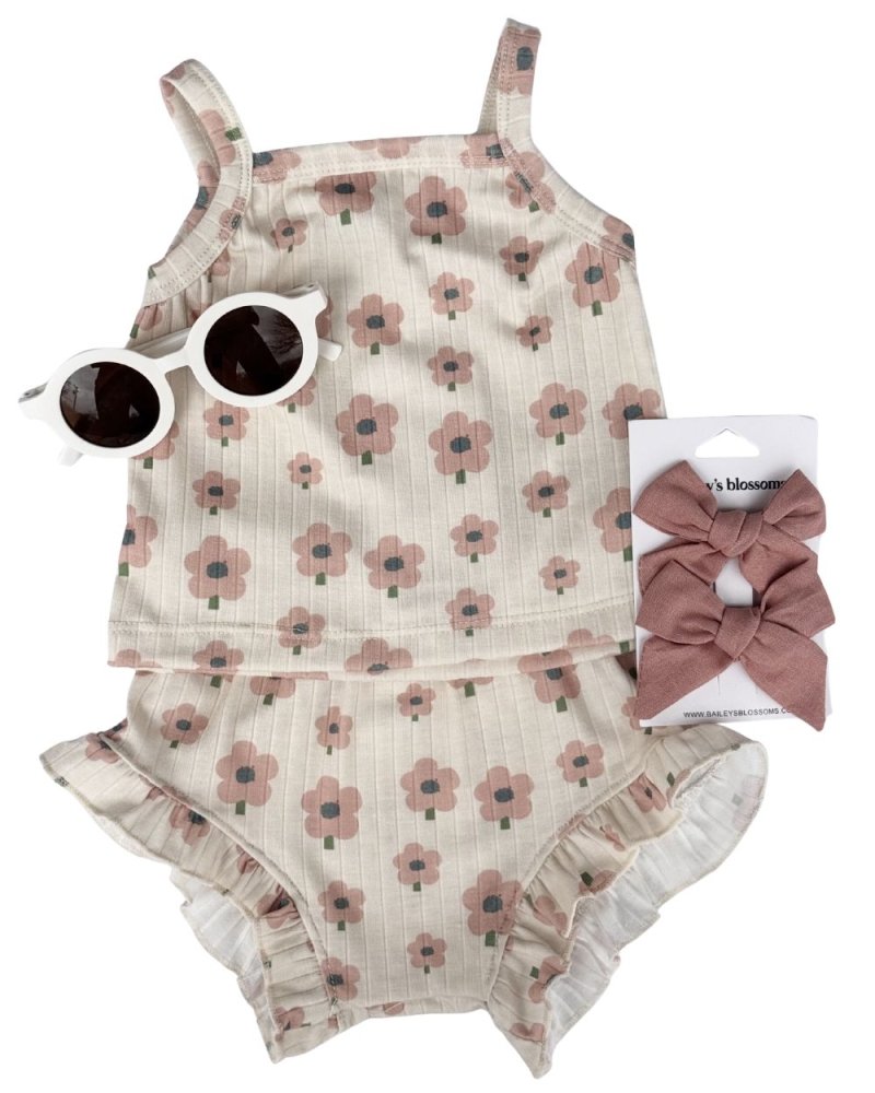 Luna Top & Bloomer Set - Blush Daisy