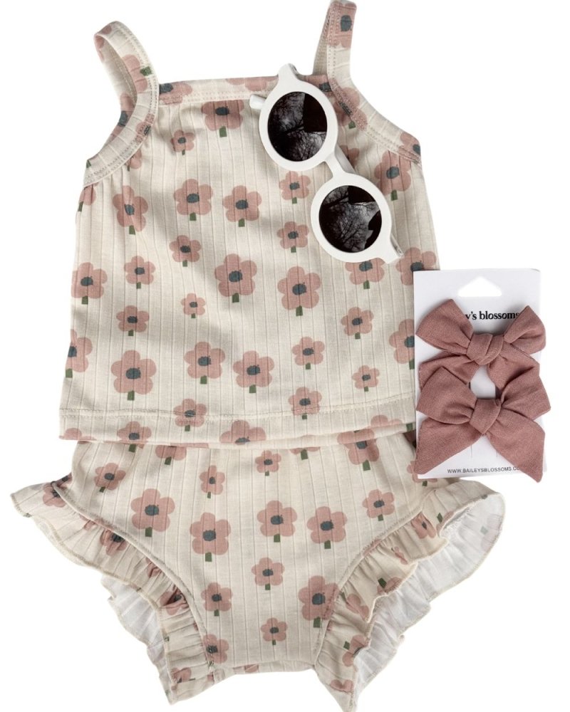 Luna Top & Bloomer Set - Blush Daisy