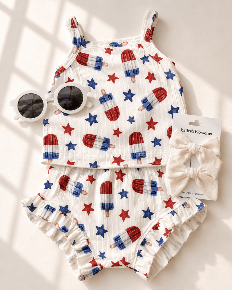 Luna Top & Bloomer Set - Patriotic Popsicles