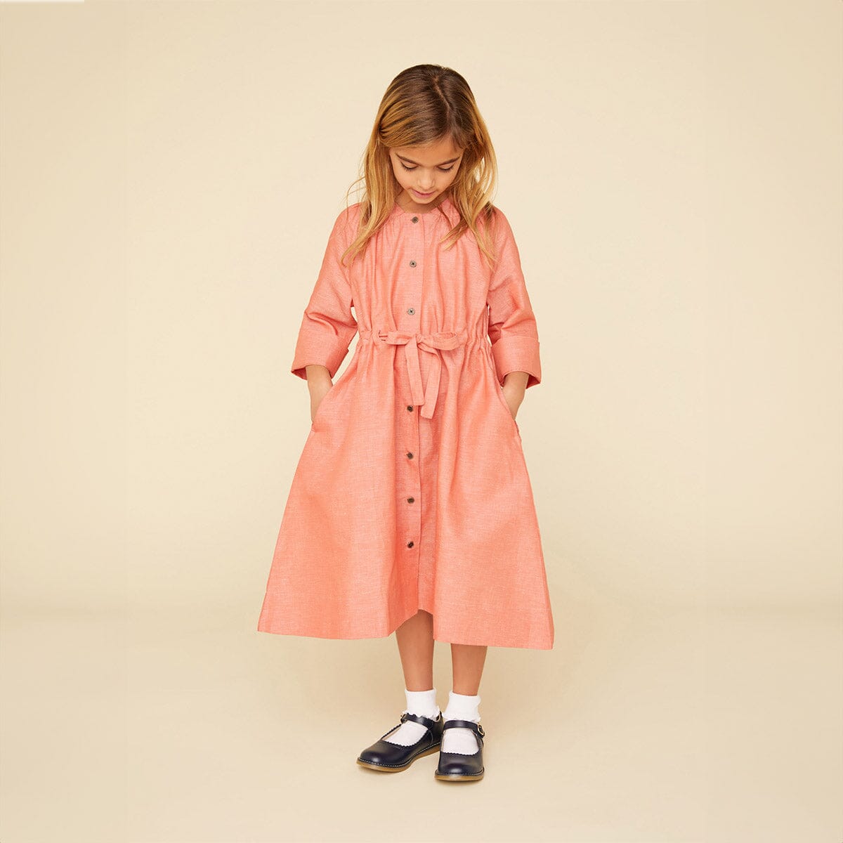 Organic Cotton Linen Trench Dress - Burnt Sienna